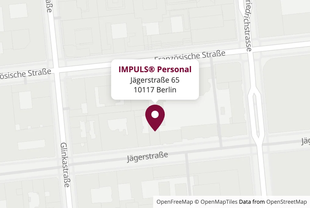 Karte: IMPULS® Personal, Jägerstraße 65, 10117 Berlin