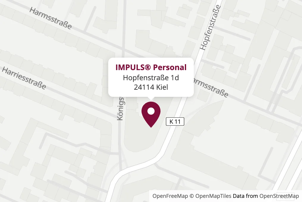 Karte: IMPULS® Personal, Hopfenstraße 1d, 24114 Kiel