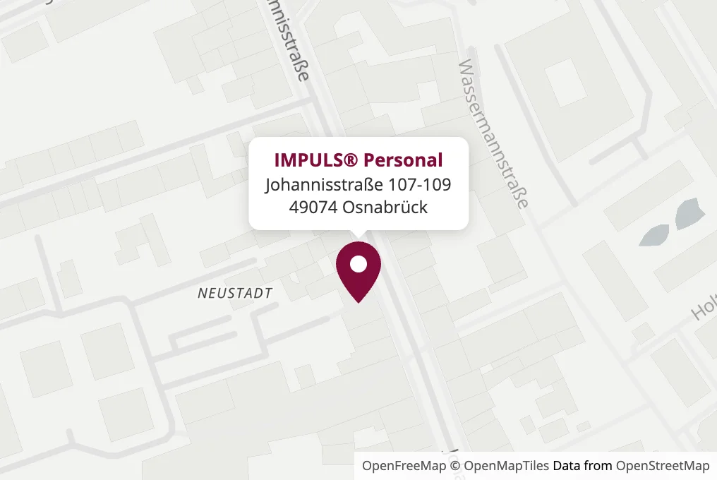 Karte: IMPULS® Personal, Johannisstraße 107-109, 49074 Osnabrück